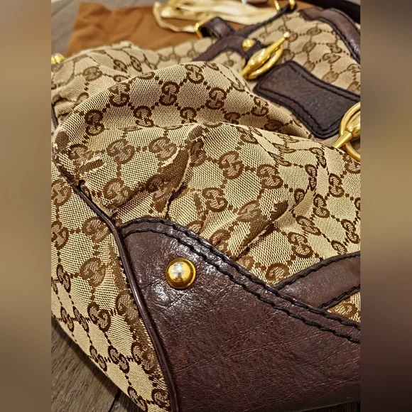 GUCCI Jockey Tote - Canvas with gold hardware - Pre-owned - Picture 9 of 17